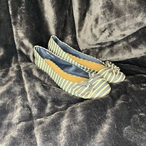 Time and Tru Gray and Cream Striped Flats